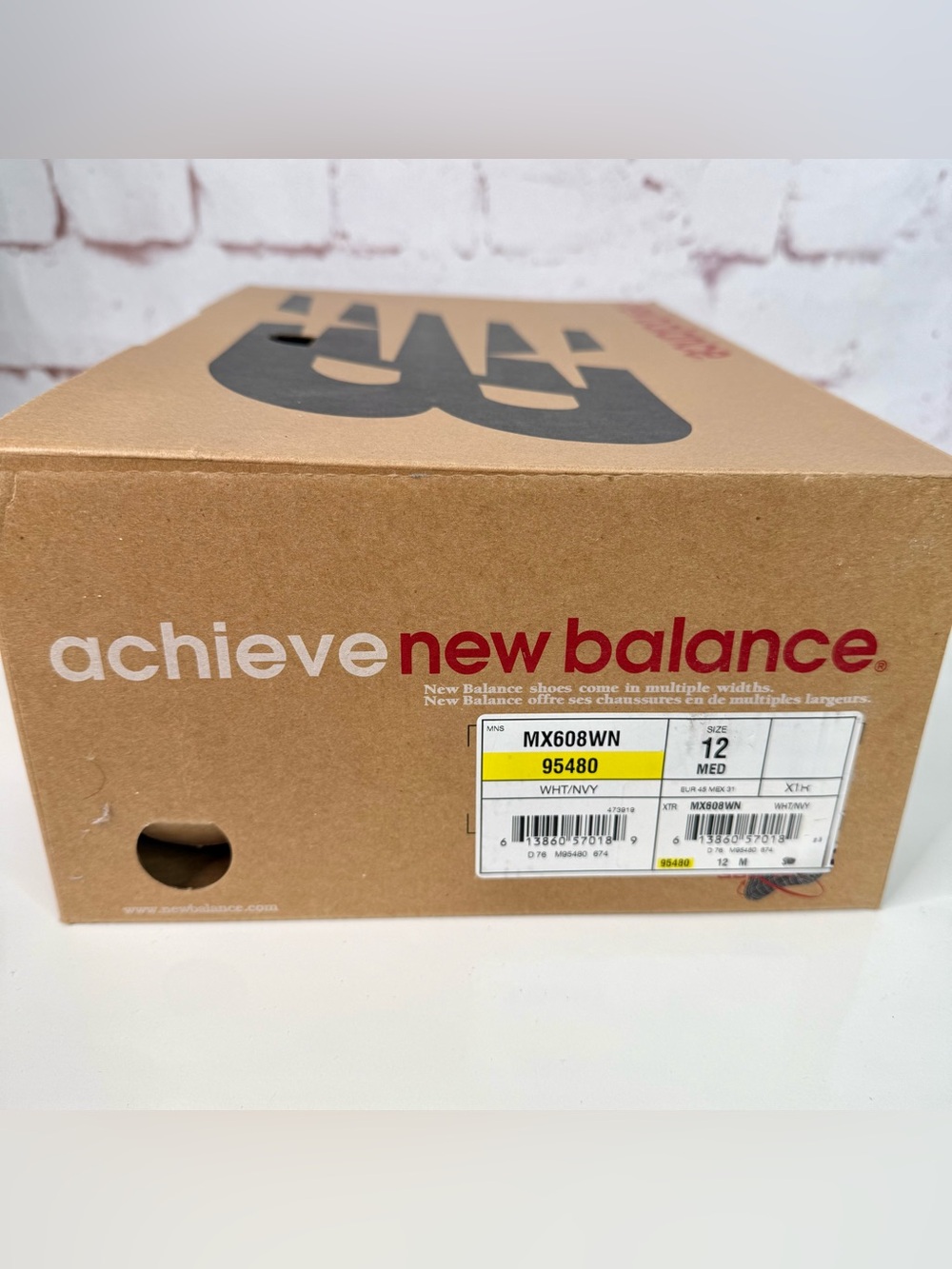 NEW BALANCE MX608 Men’s 12D NEW IN BOX Cross Training White Navy Leather Sneaker - Picture 13 of 14